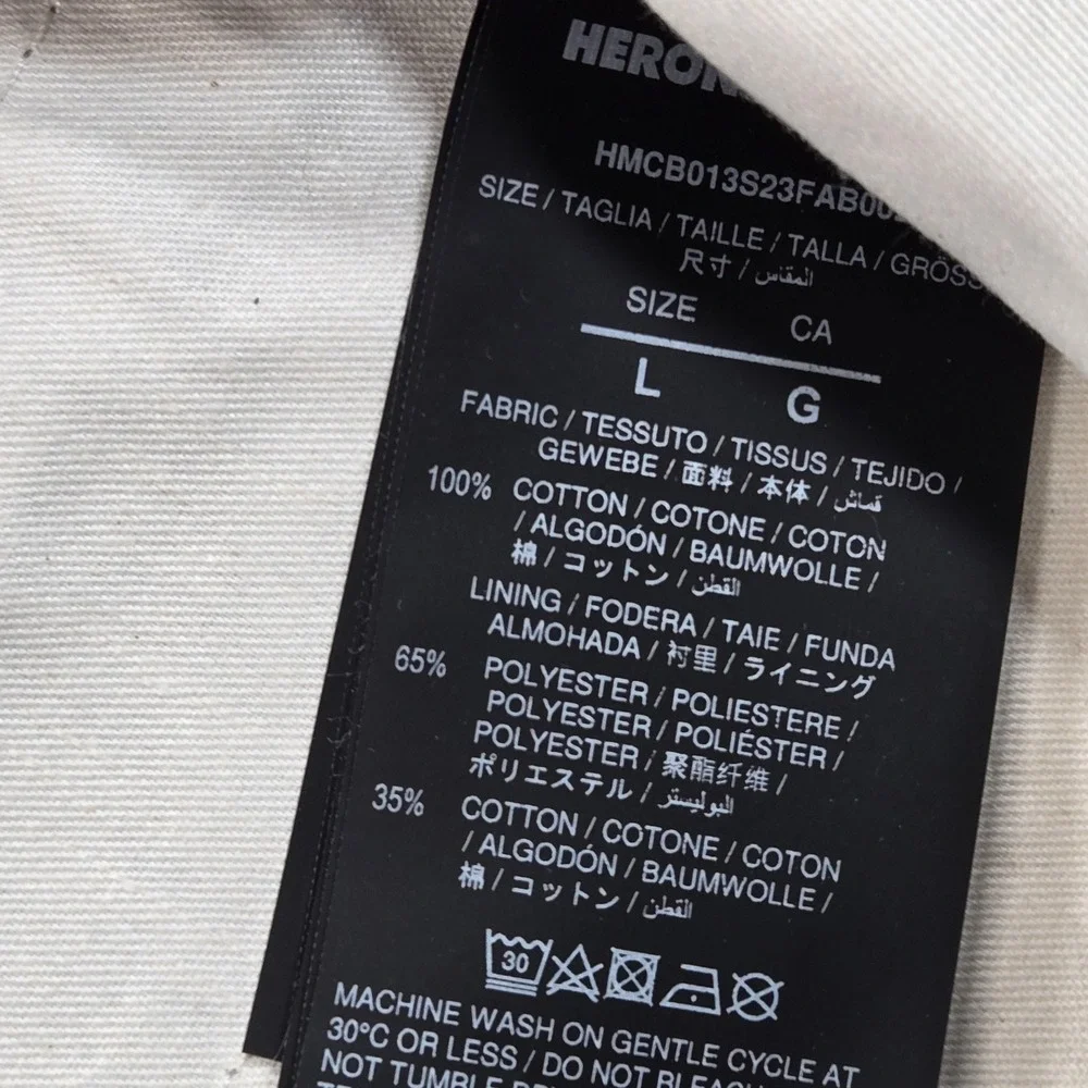Heron Preston Shorts Mens Large 33 Black Canvas Relaxed Fit Lined Logo Chino